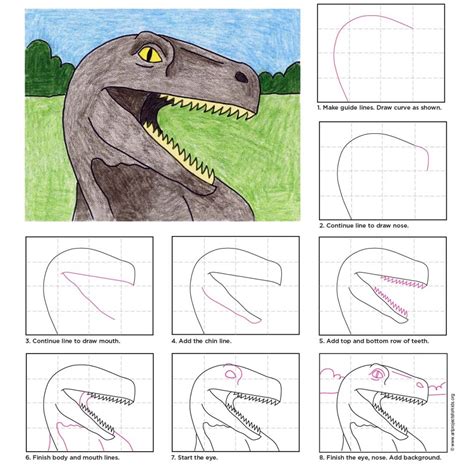 How To Draw A Dinosaur Face Easy